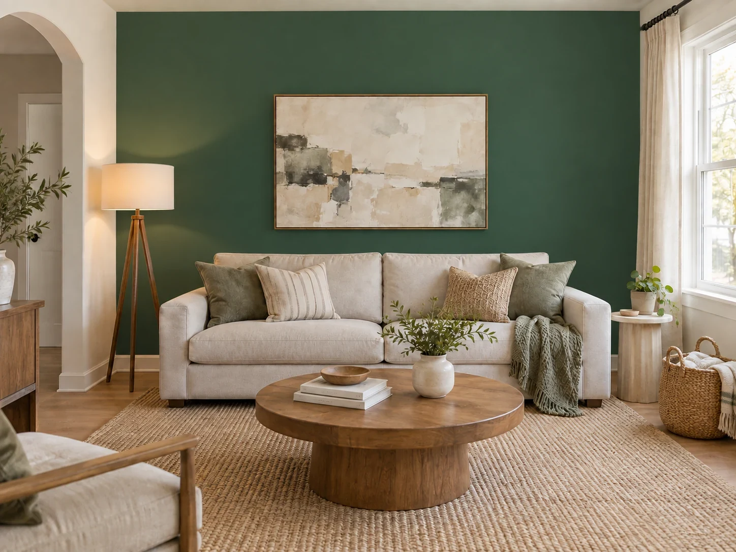 Forest Green Accent Wall Behind Framed Art — After