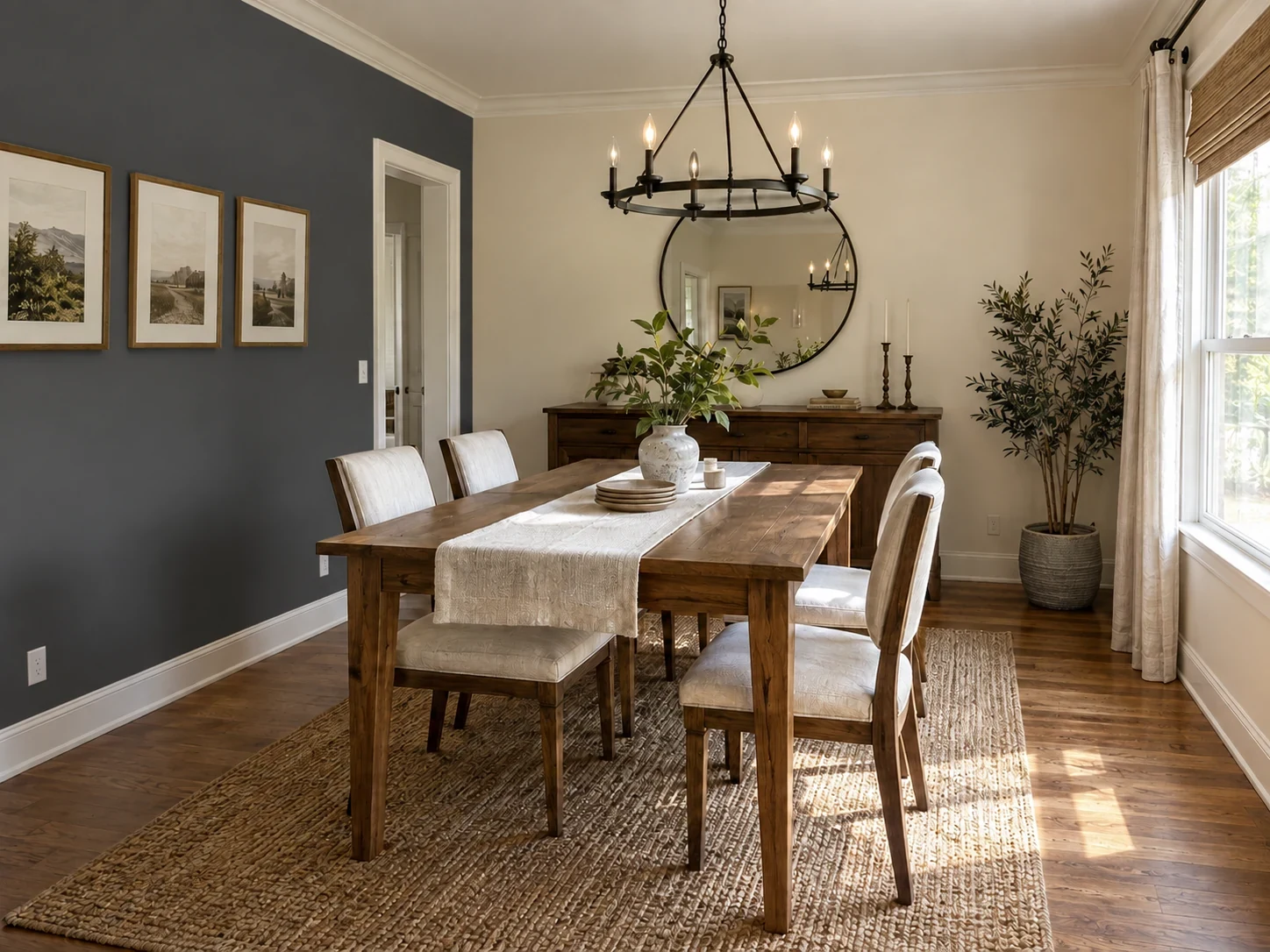 Charcoal Accent Wall in a Dining Room — After