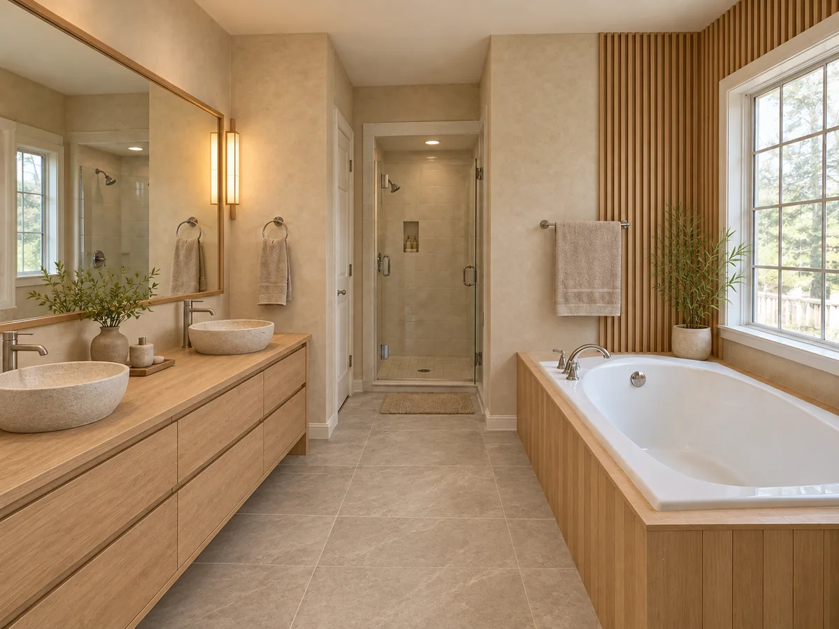 Japanese Zen Spa Bathroom in Natural Wood — After