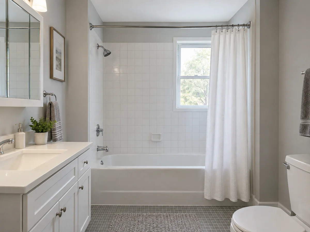 Rustic Farmhouse Bathroom with Shiplap Walls — Before