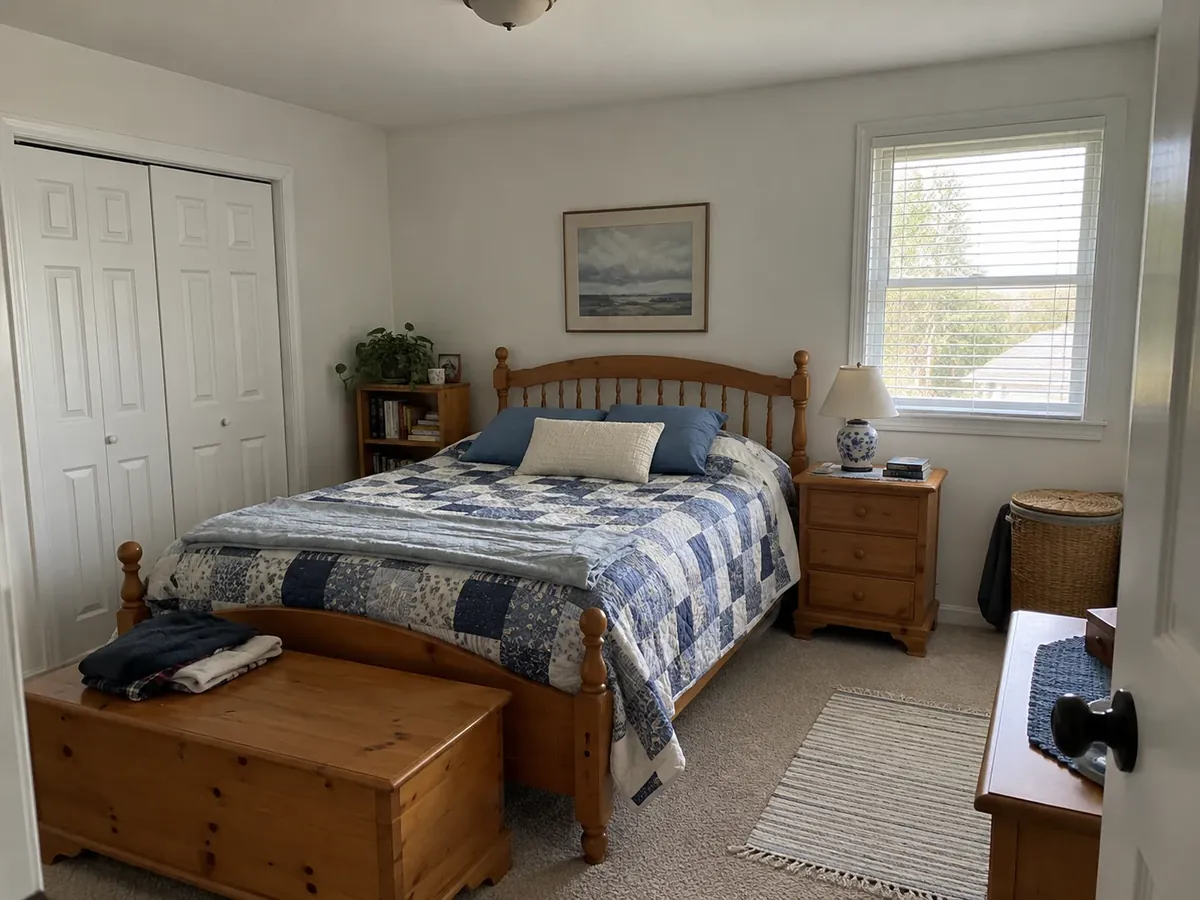 Dark Bedroom in Charcoal, Grey and Black — Before