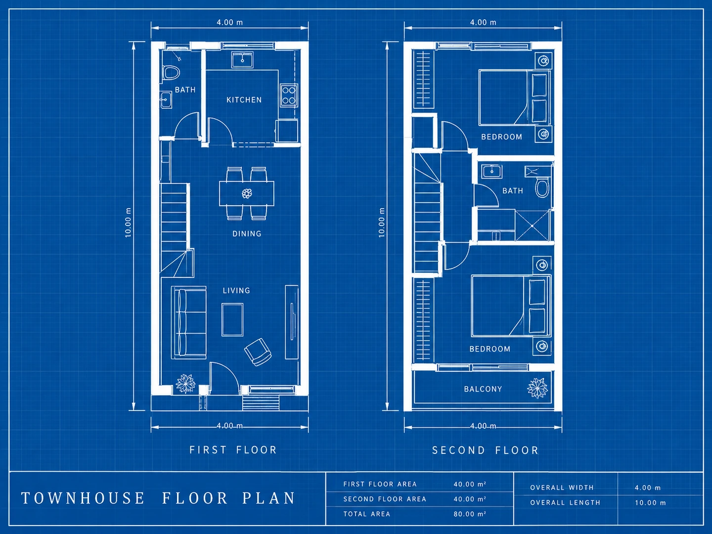 Two-story townhouse blueprint — After