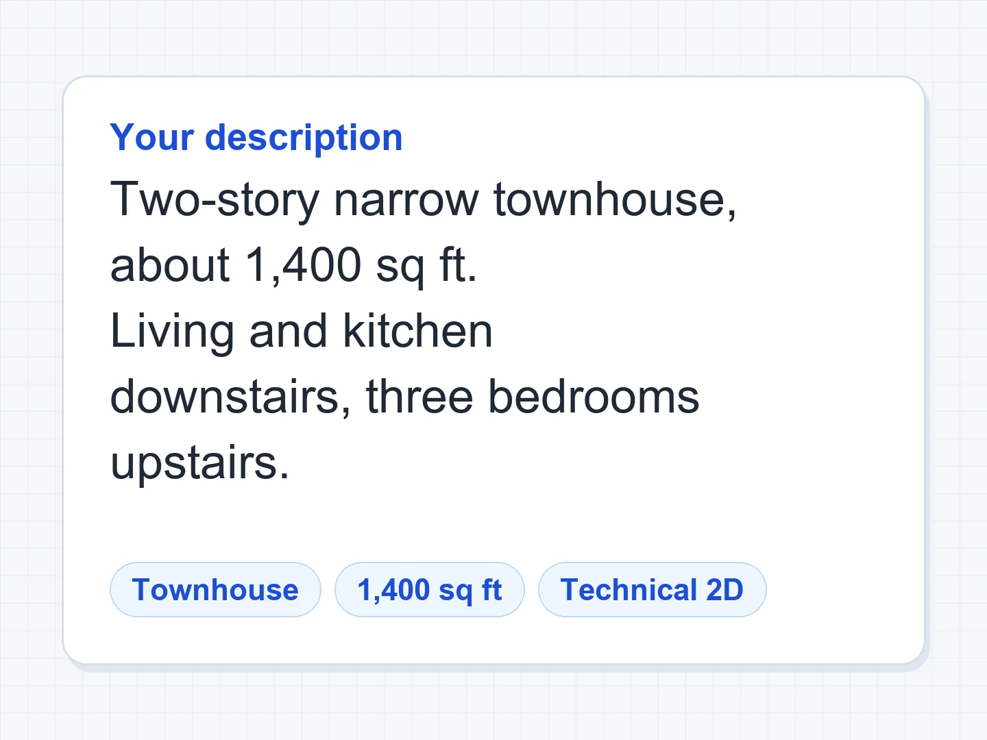 Townhouse brief → technical 2D plans of both floors — Before