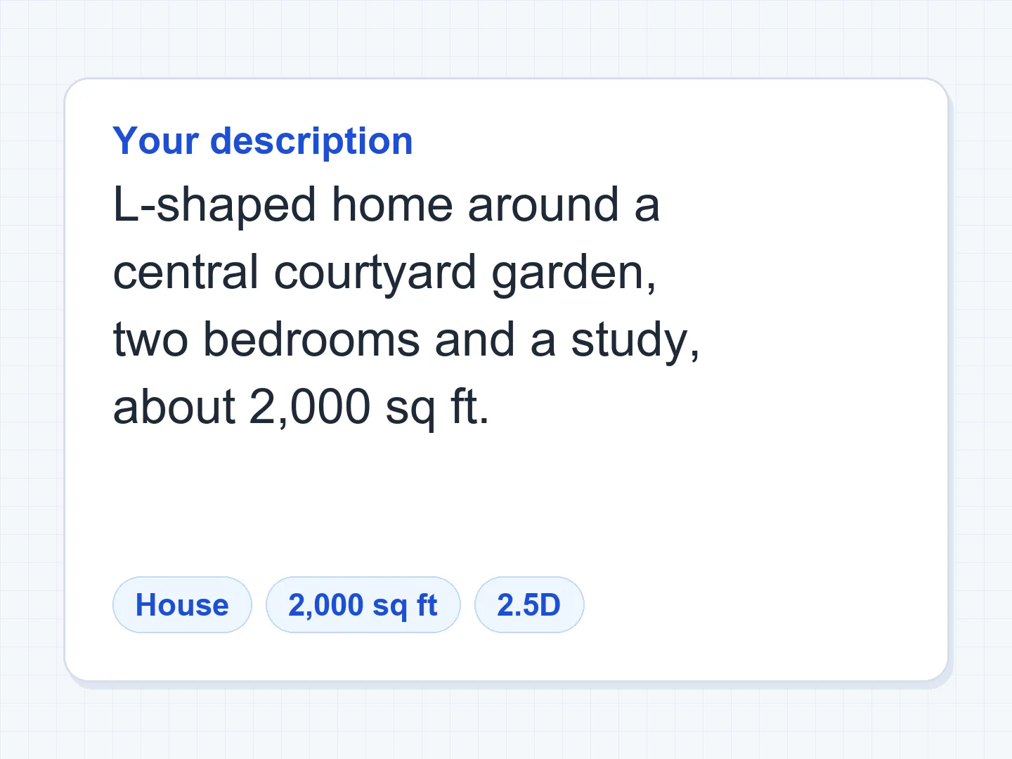Courtyard home brief → 2.5D floor plan — Before