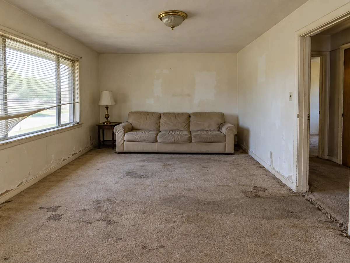 Worn Living Room to Move-In-Ready — AI-generated illustration — Before