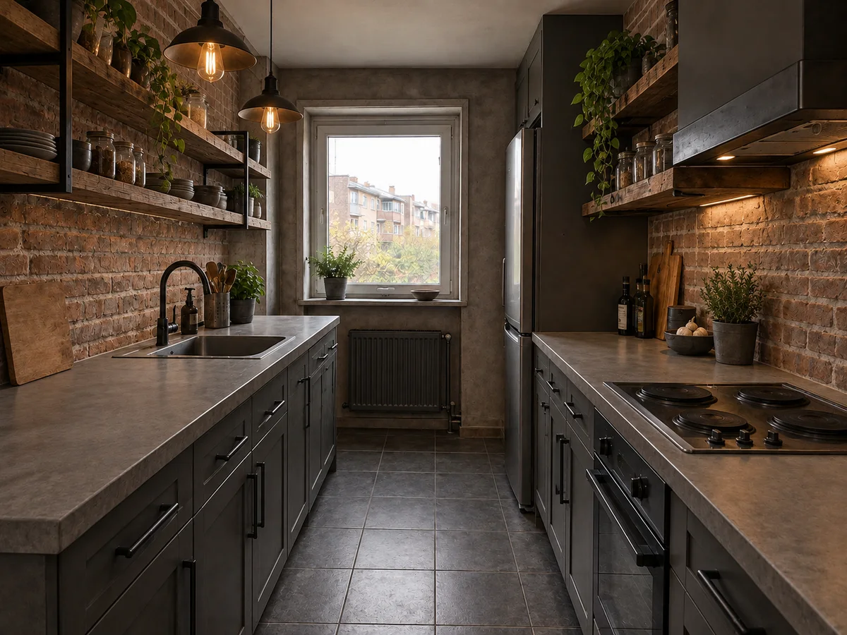 Industrial Galley Kitchen Ideas — After