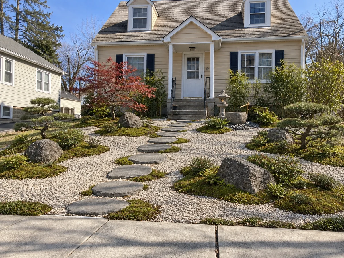Japanese Front Yard with Stepping Stones — After