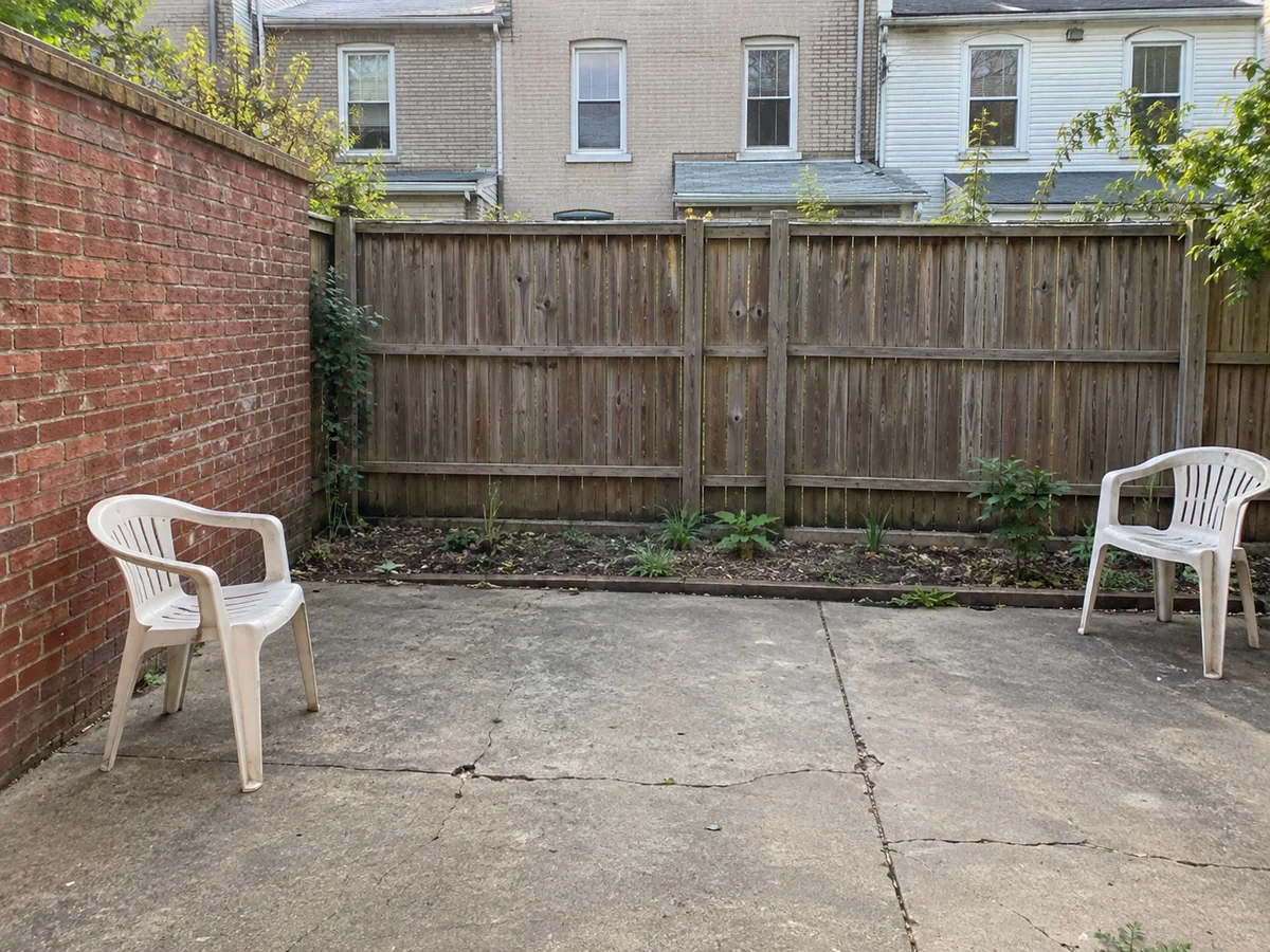 Small Mediterranean Patio with a Pergola — Before