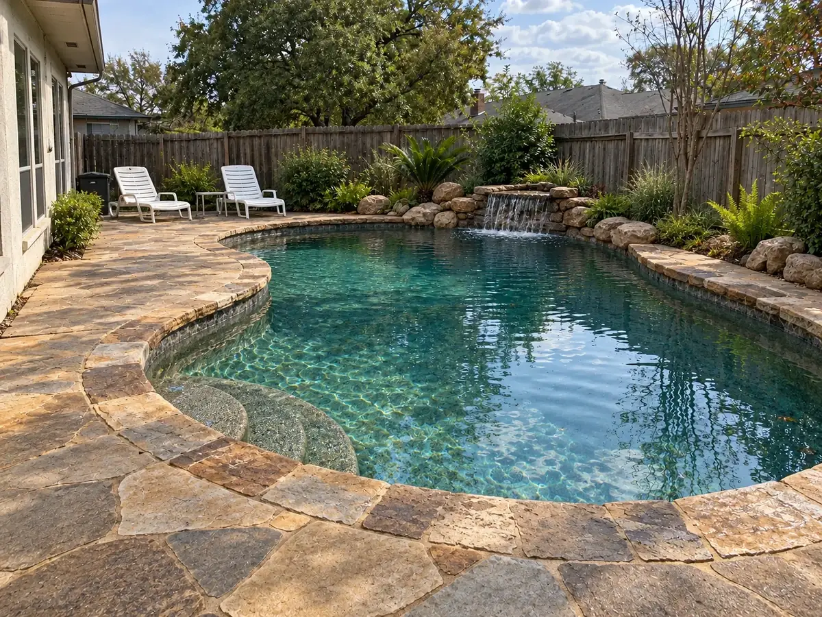 Natural Lagoon Pool Remodel with Boulder Edging — After
