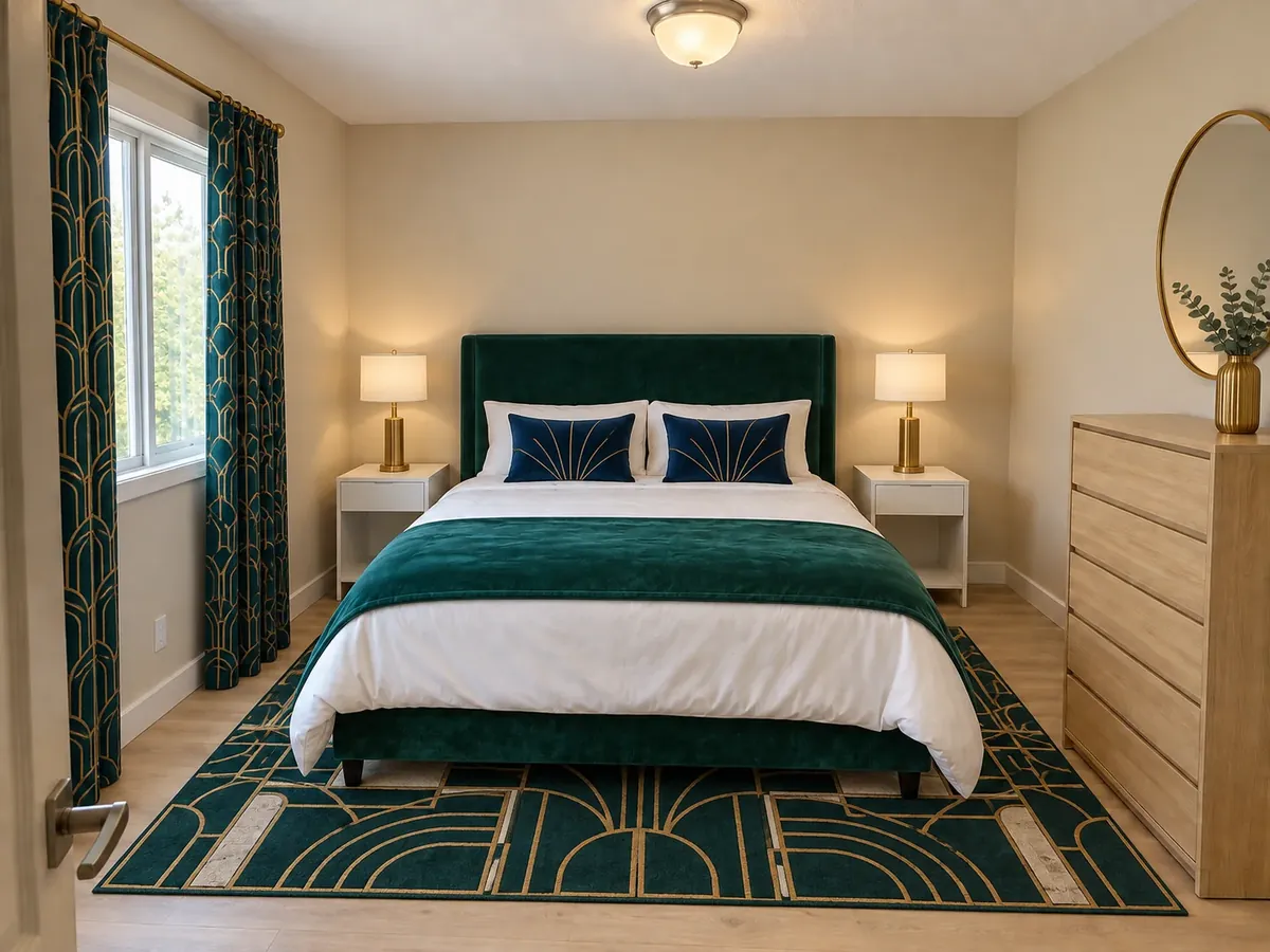 Art Deco Bedroom in Emerald and Gold — After
