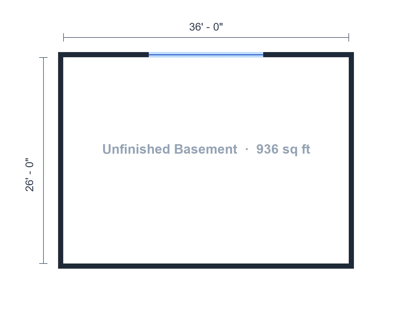 36×26 ft basement turned into a home gym with a wet bar by the stairs — Before