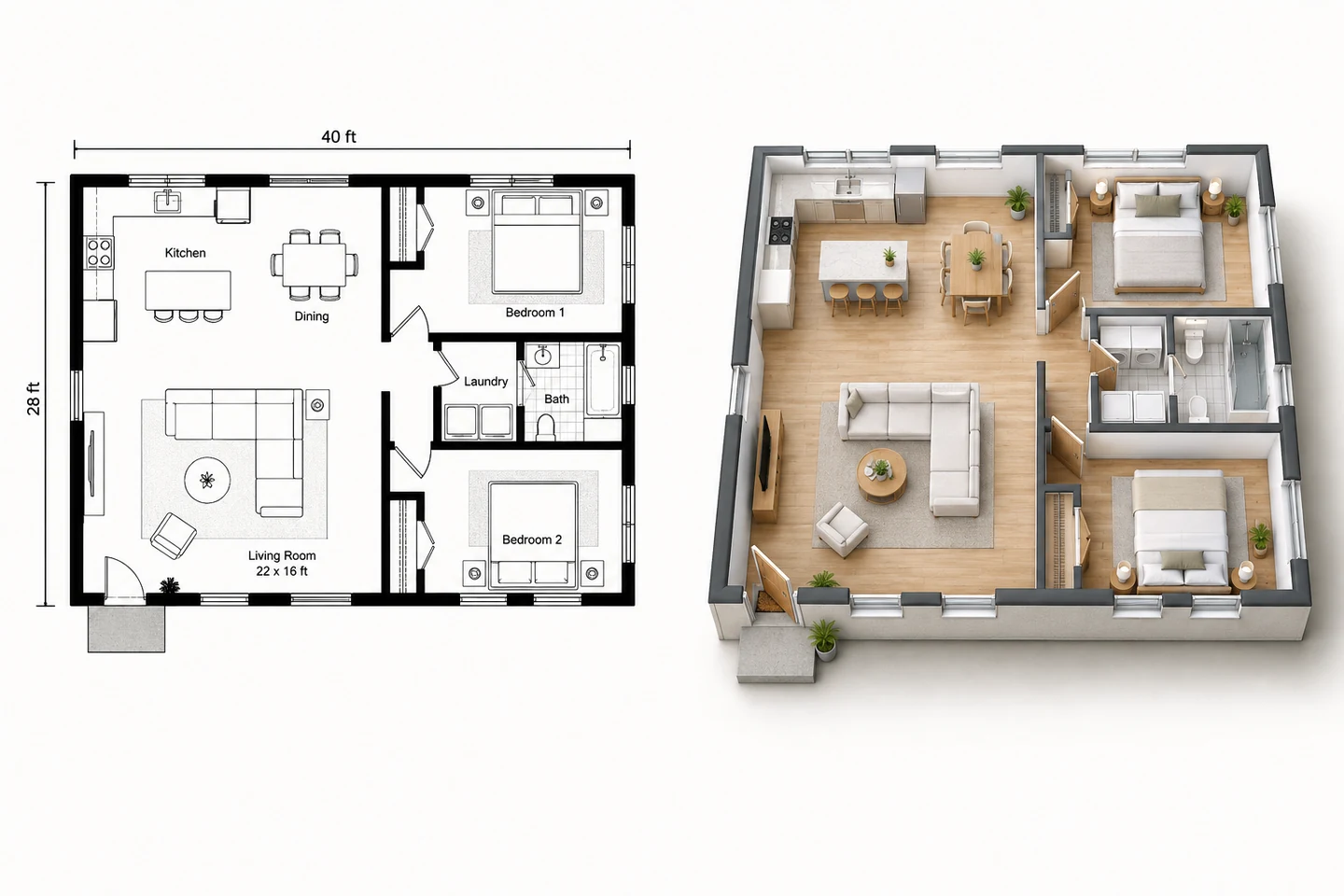 How to Make a 3D Floor Plan, From a 2D Plan or From Scratch