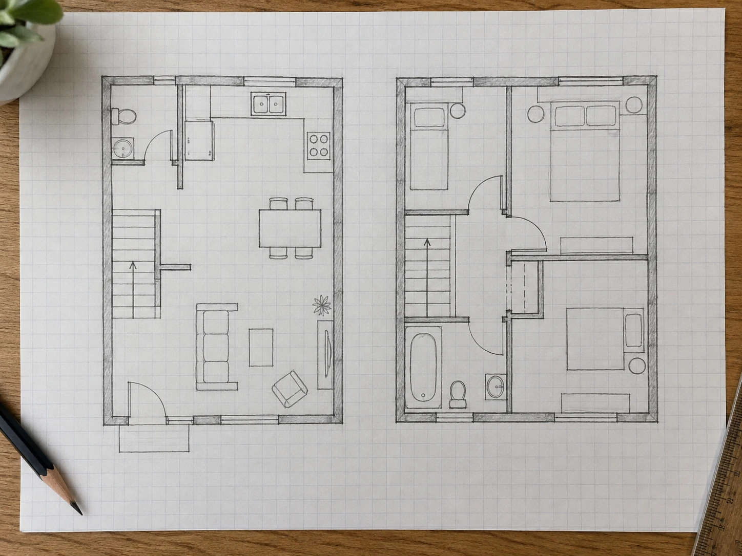 Two-story family house with upstairs bedrooms — Before