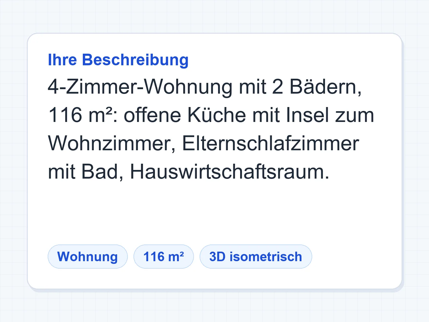 4-Zimmer-Wohnung mit rund 116 m² als 3D-Grundriss — Vorher