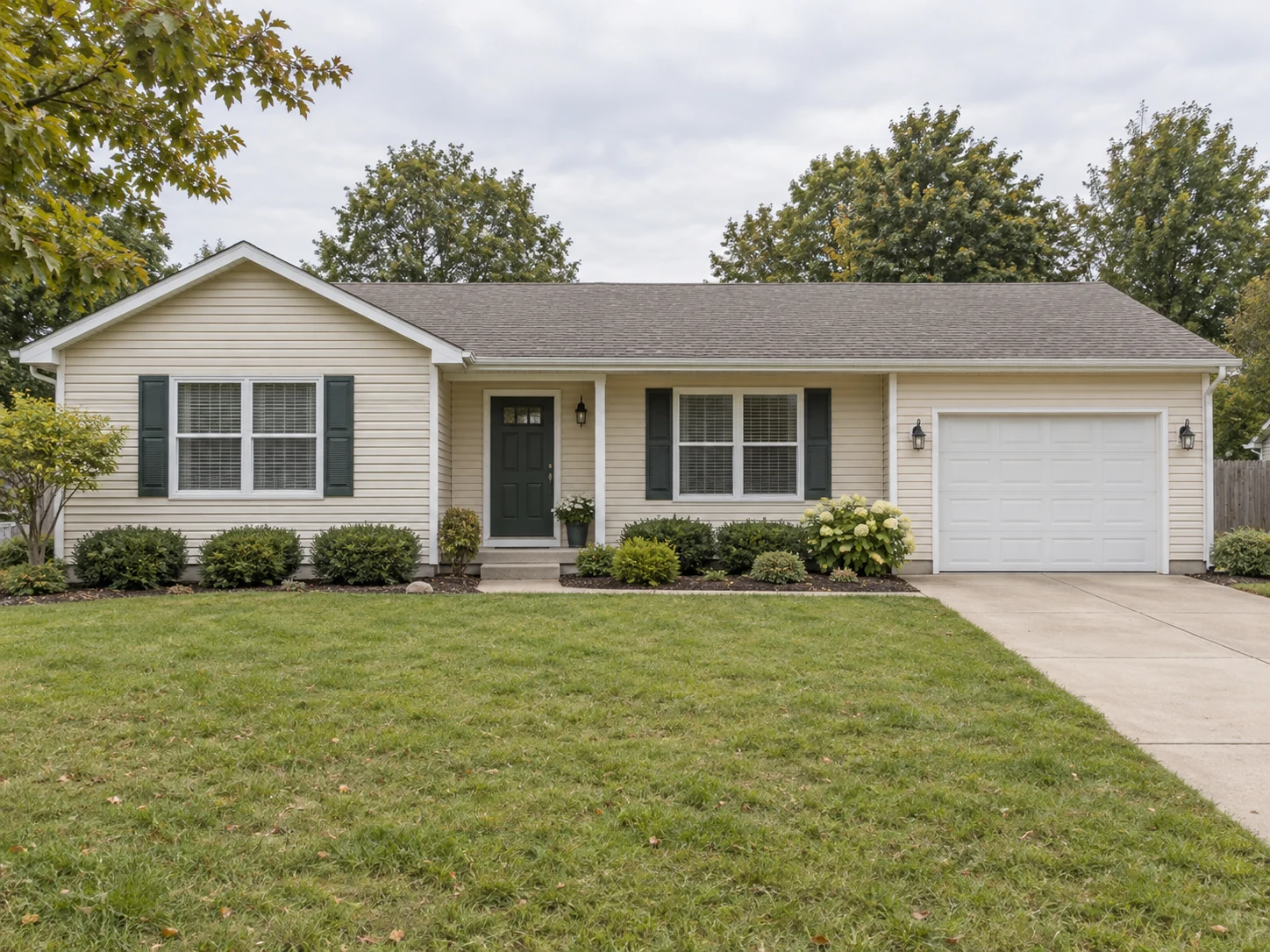 Sage Green Vinyl Siding on a Ranch House — Before
