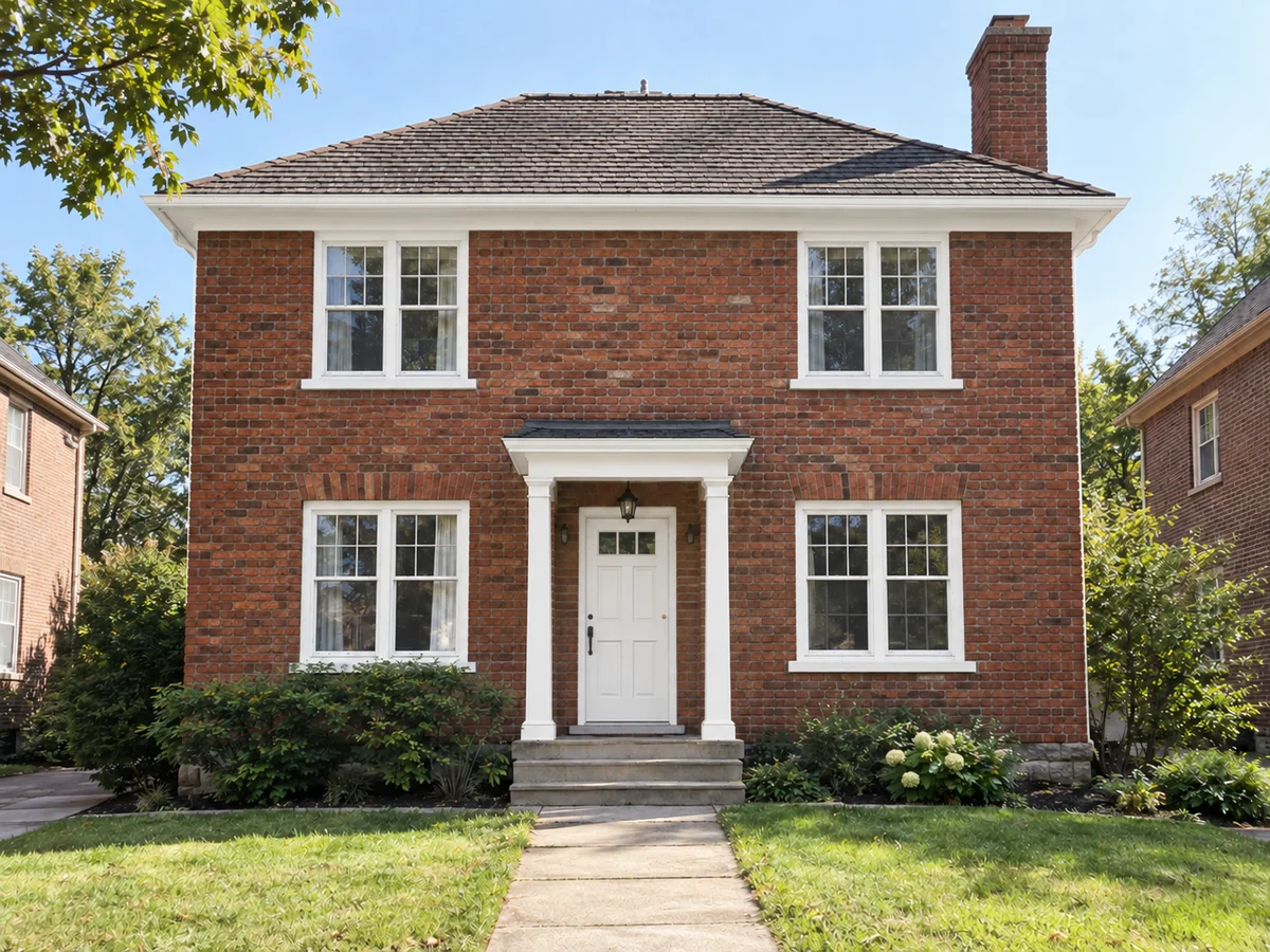 White Trim and Door on Unpainted Red Brick — After