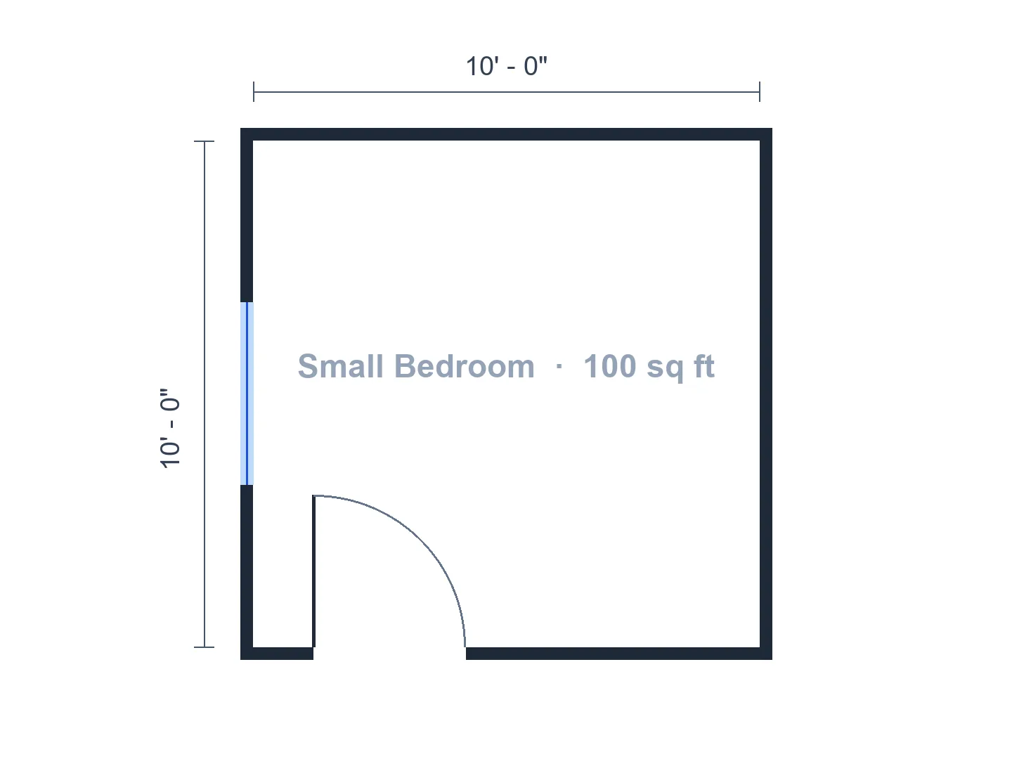 10×10 ft small bedroom: full bed in the commanding position, balanced nightstands — Before