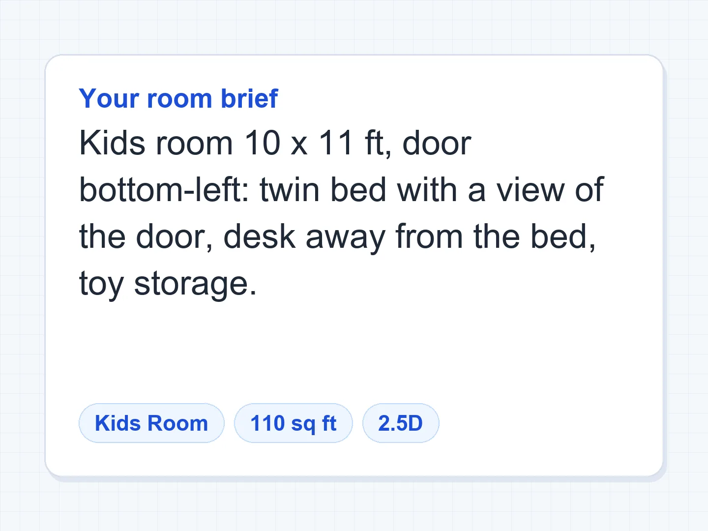 10×11 ft kids room: twin bed with a view of the door, desk away from the bed — Before