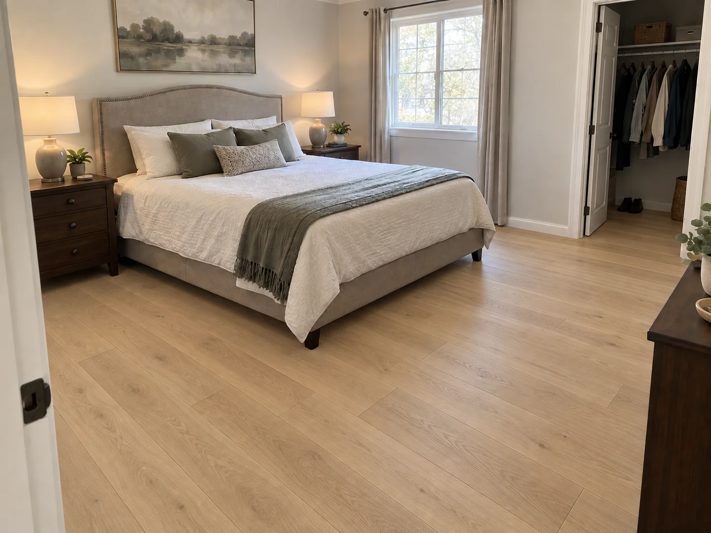 Light Oak Hardwood Bedroom Floor — After