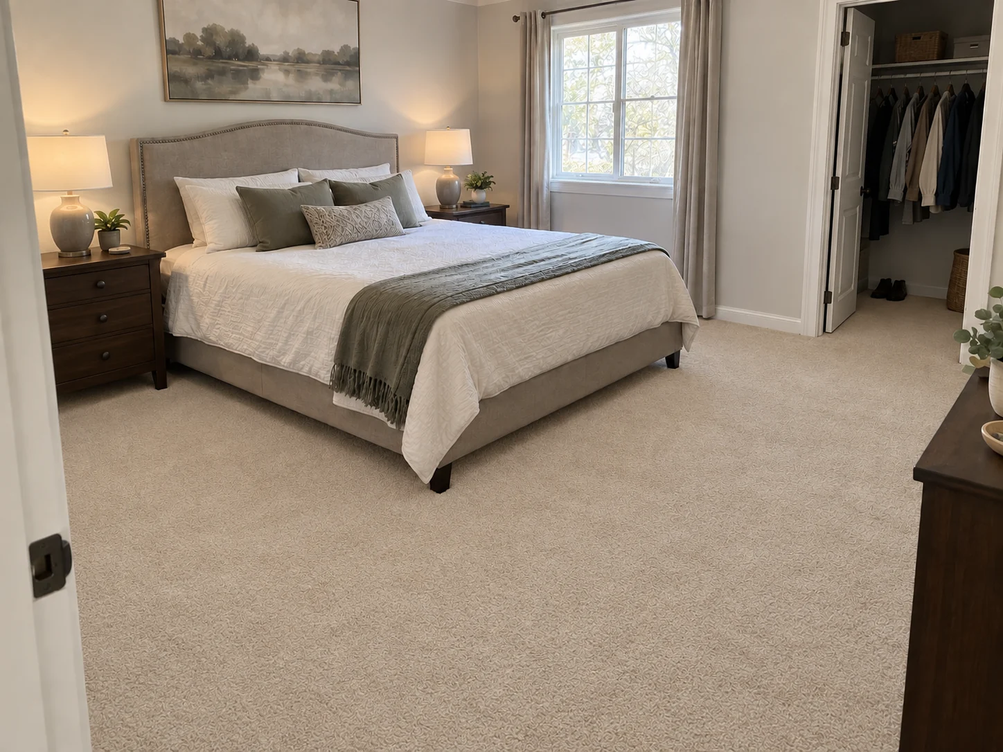Beige Carpet in a Bedroom — After
