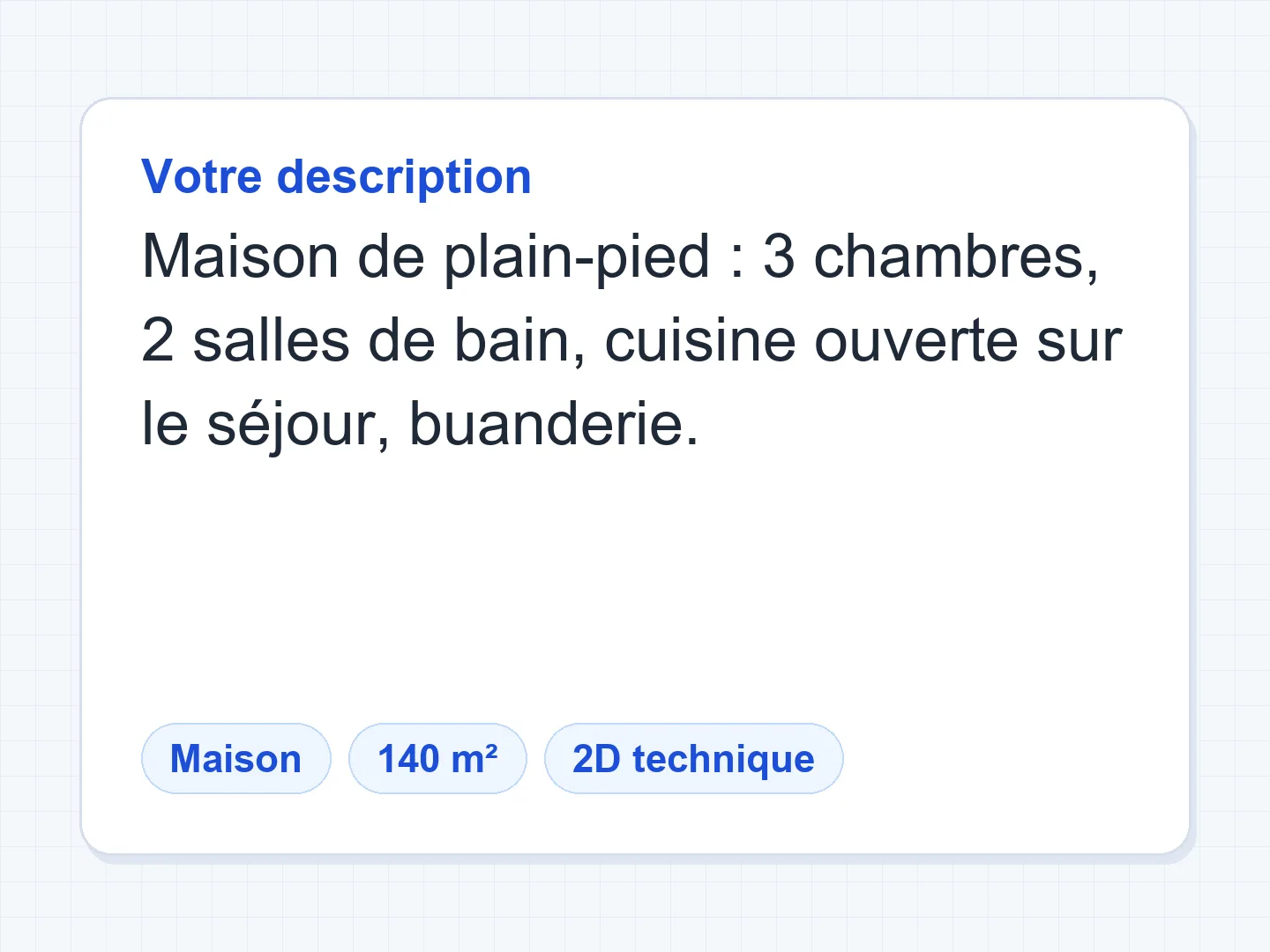 Choisissez le type de plan et la surface