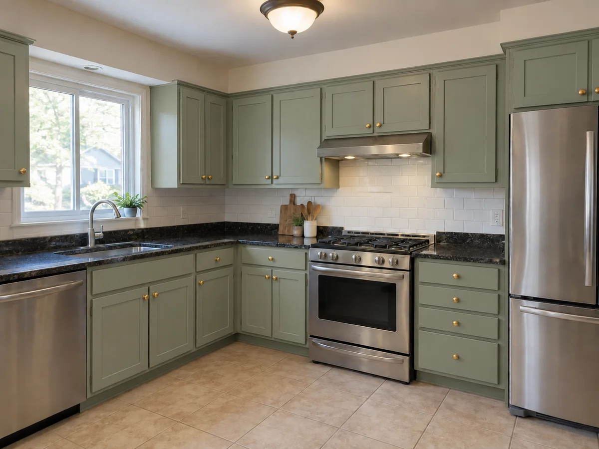 Sage Green Shaker Cabinets — After