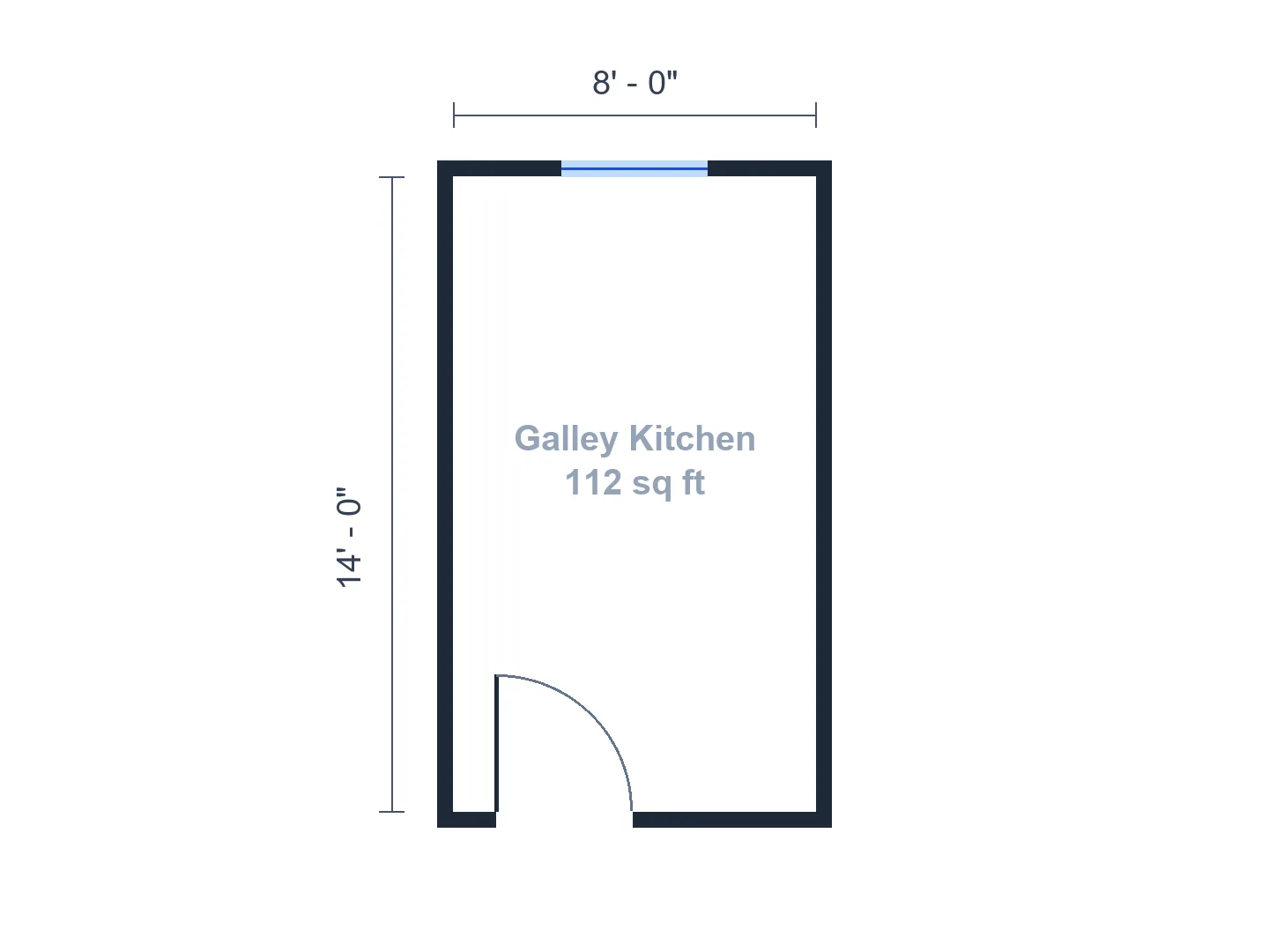 8×14 ft galley kitchen with a 48 in aisle between the runs — Before