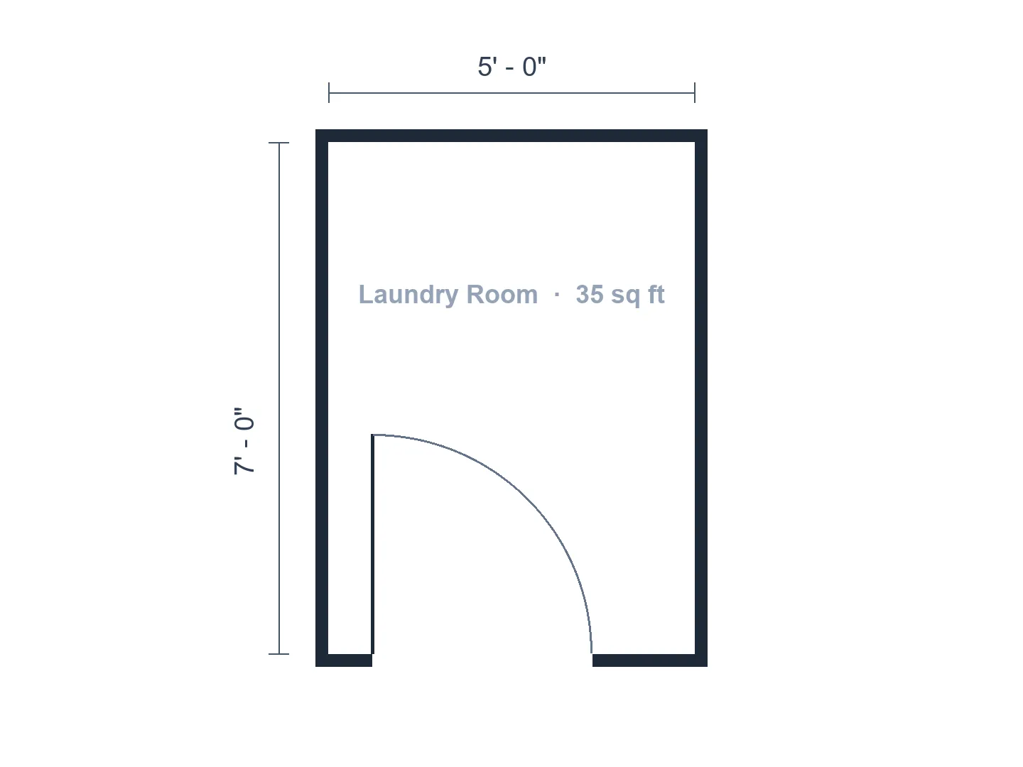 5×7 ft laundry room layout with a stacked washer-dryer and sink — Before