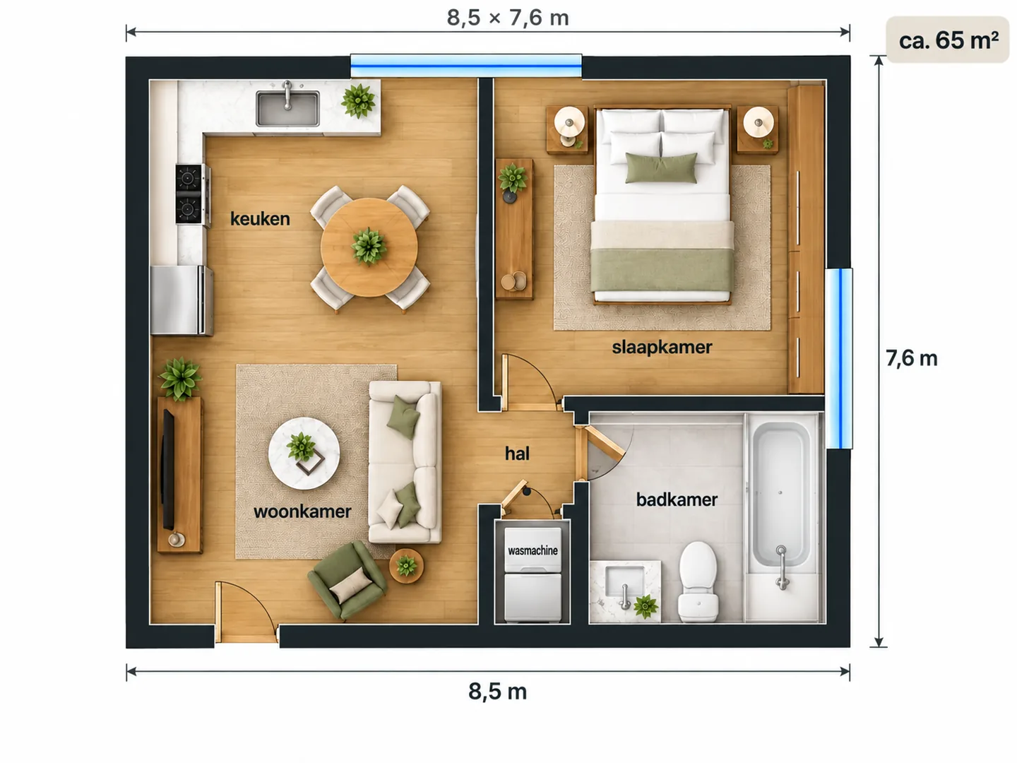 Noem de kamers en wat bij elkaar hoort