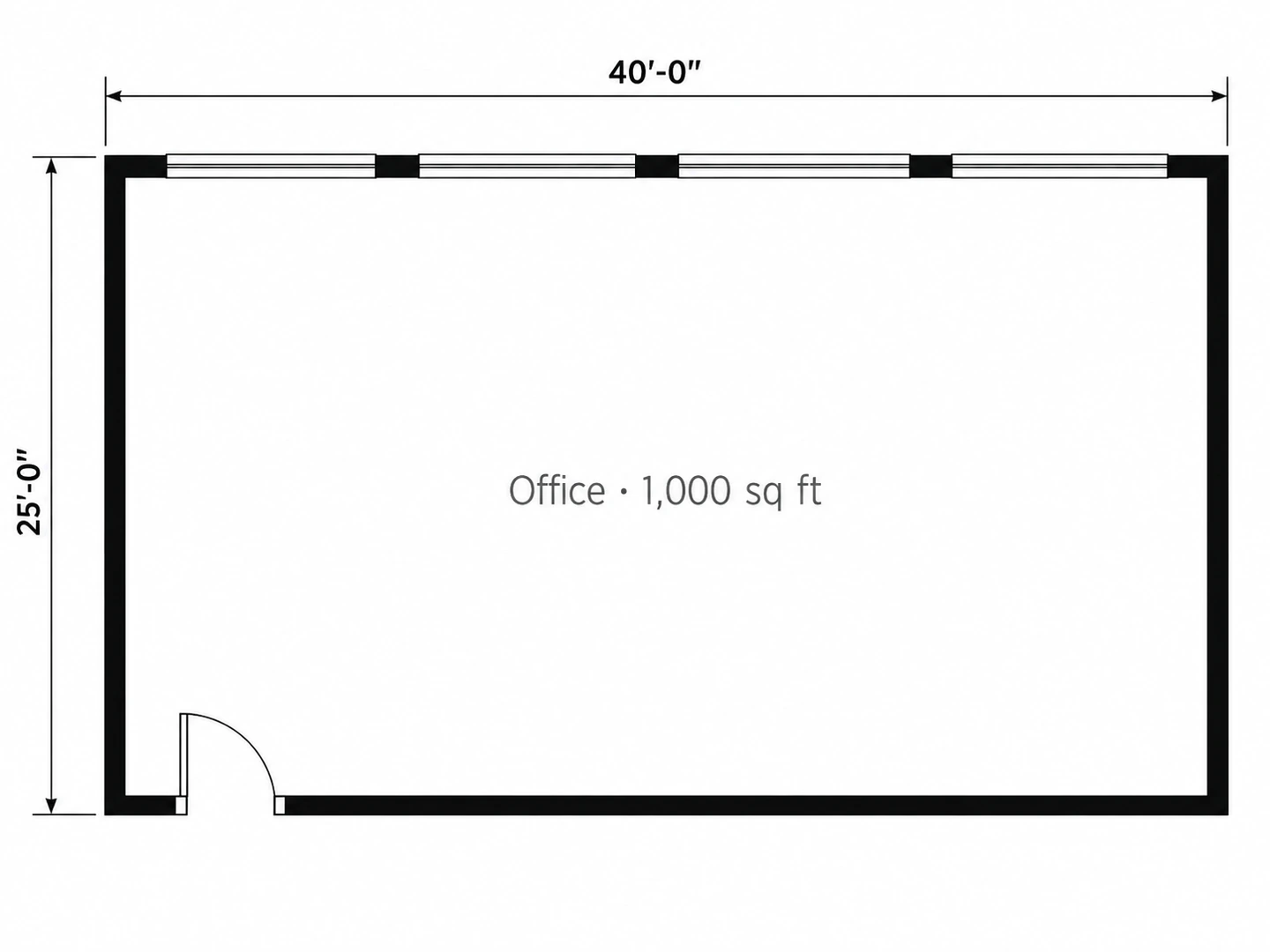 Small office for 8 people in 1,000 sq ft — Before