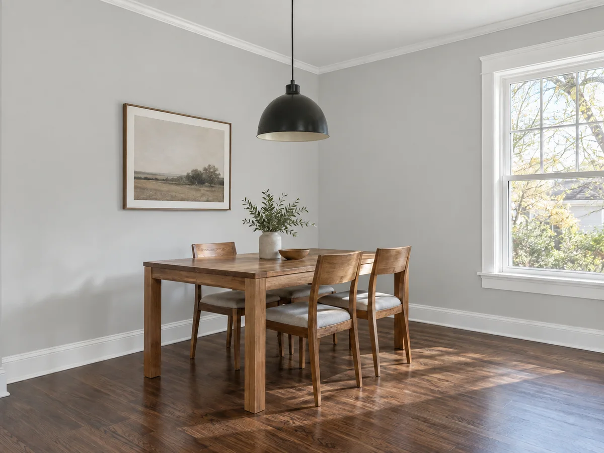 Soft Gray Dining Room Walls — After