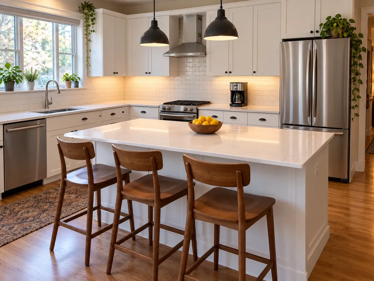 Declutter: Kitchen Counters Cleared, Stools Kept — After