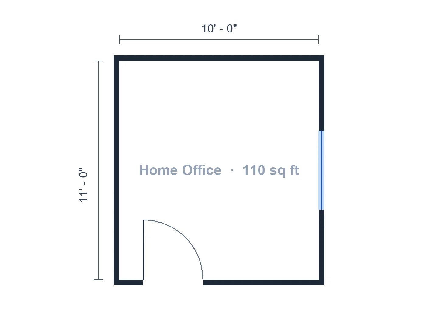 10×11 ft home office with the desk at the window — Before